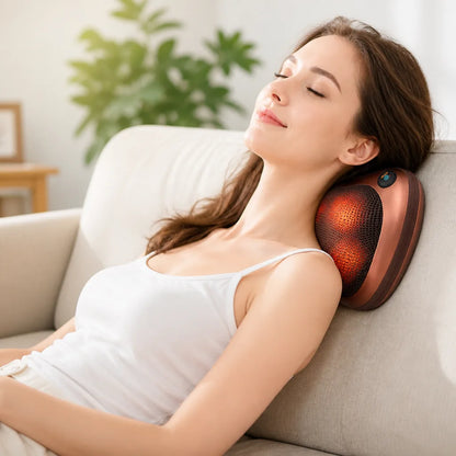 Neck & Back Massage Pillow 8 Deep-Kneading Rollers Heat