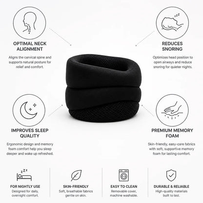 Oreiller ergonomique à mémoire de forme pour soutien cervical, réduit les ronflements