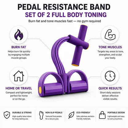 Pedal Resistance Band Set of 2 Full Body Toning