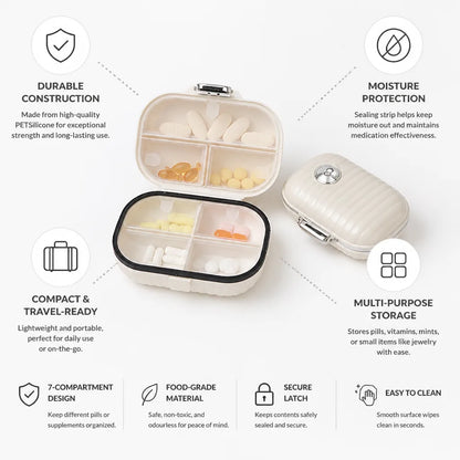 Organisateur de pilules à 7 compartiments avec joint anti-humidité, lot de 2