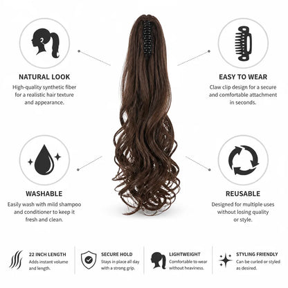 Ponytail Extension Clip-In Synthetic Fiber 22 Inch