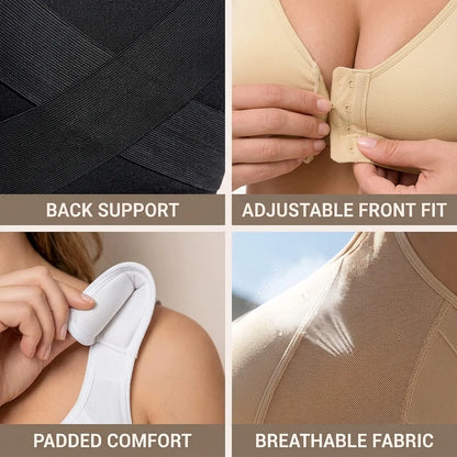 Soutien-gorge correcteur de posture, dos croisé et agrafes réglables sur le devant