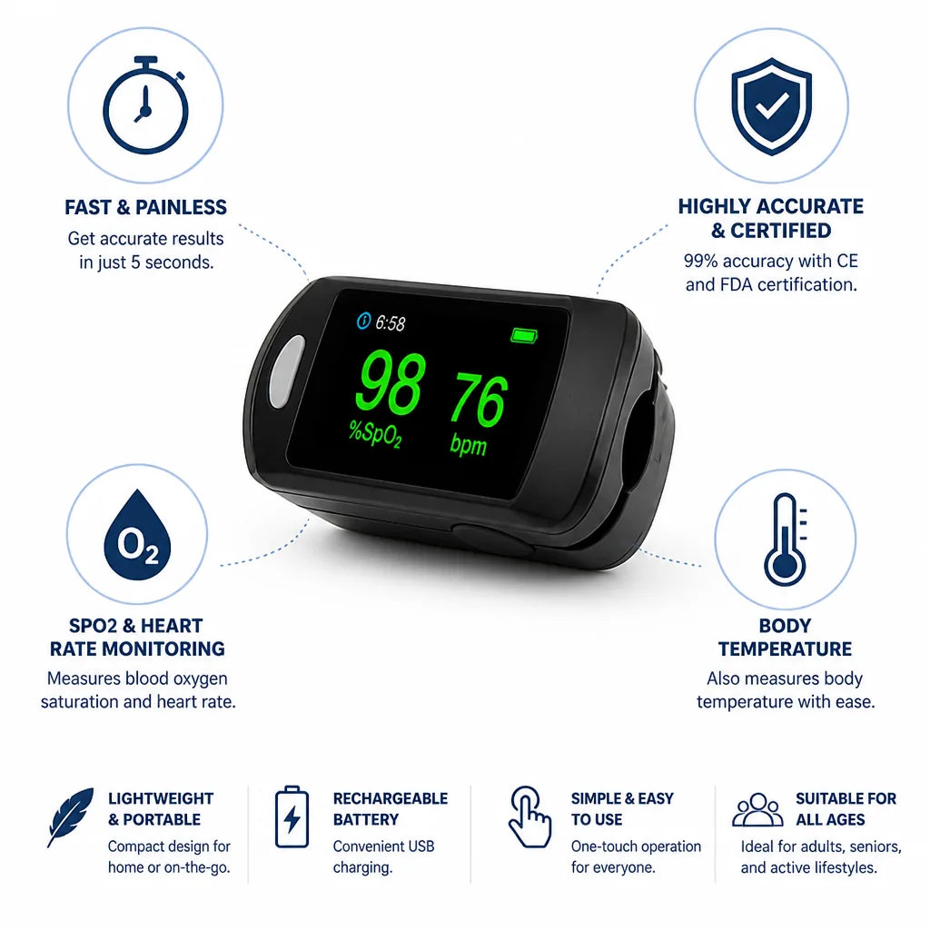 Pulse Oximeter Fingertip 5-Second SpO2 & Heart Rate