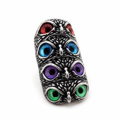 Bague ajustable avec hibou aux yeux en pierre précieuse
