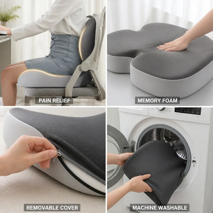 Coussin d'assise en mousse à mémoire de forme orthopédique, housse amovible et lavable