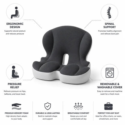 Coussin d'assise en mousse à mémoire de forme orthopédique, housse amovible et lavable