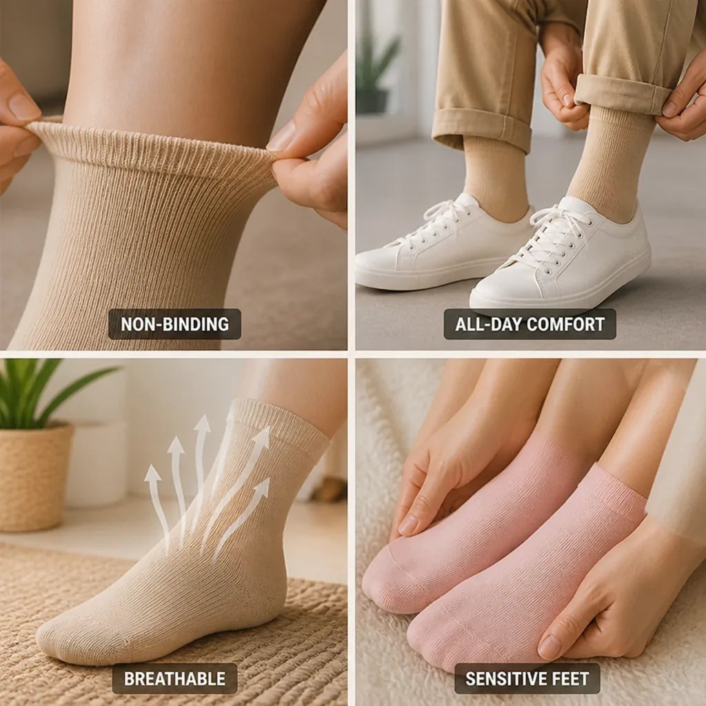 Socks For Sensitive Feet Seamless & Non-Binding