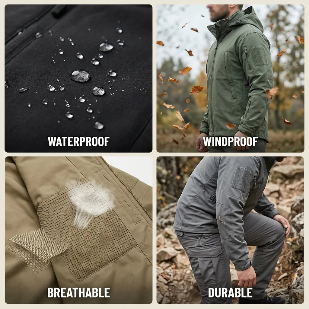 Veste tactique imperméable, coupe-vent et respirante