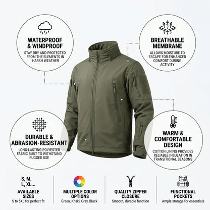 Veste tactique imperméable, coupe-vent et respirante