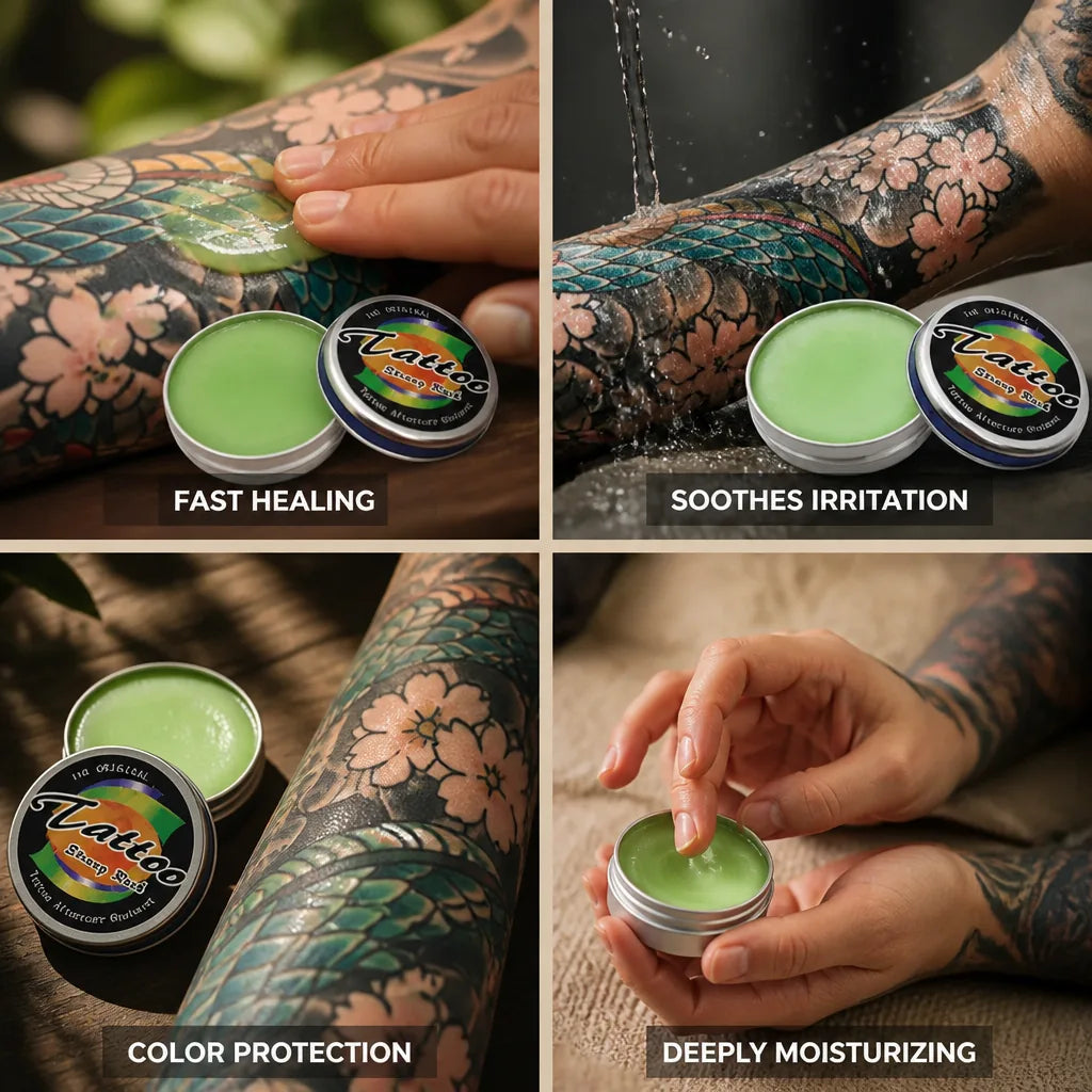 Baume de soin pour tatouage, apaisant, cicatrisation rapide et protection des couleurs