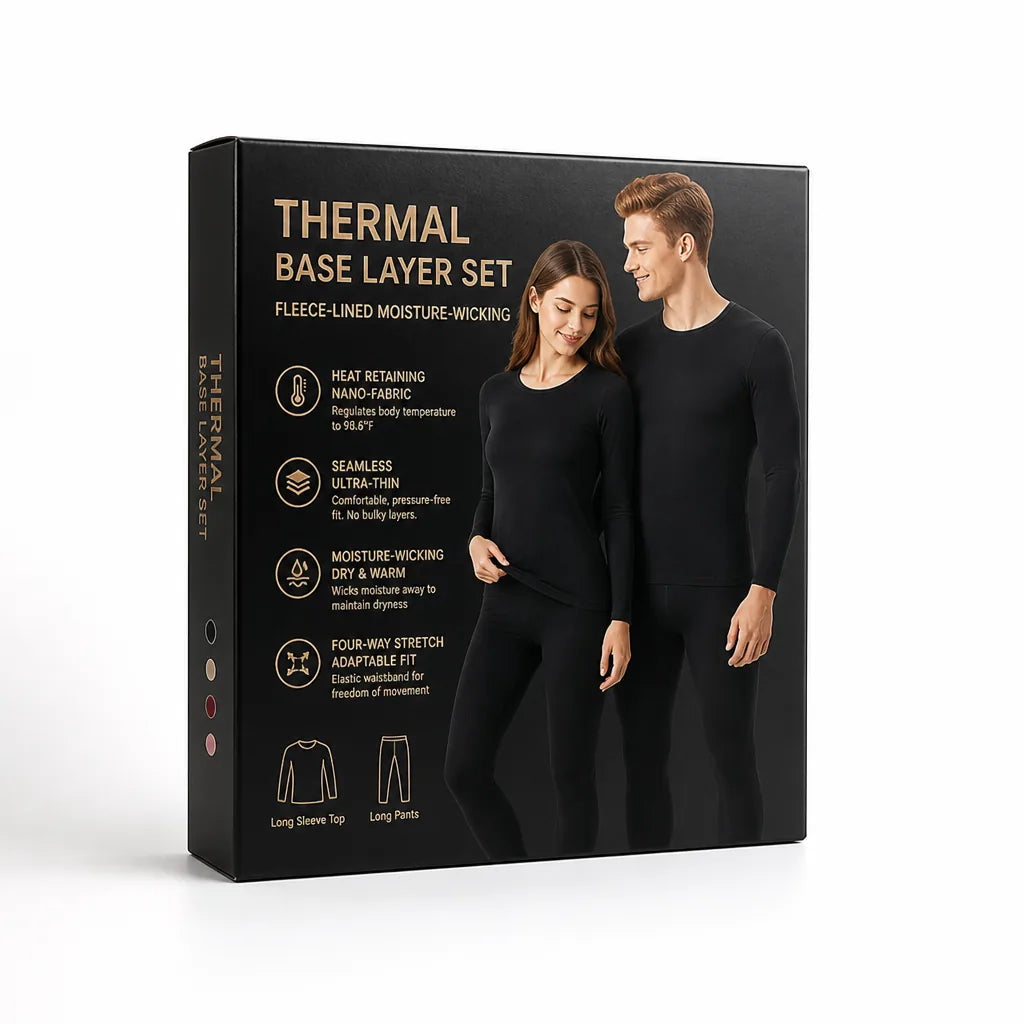 Ensemble de sous-vêtements thermiques doublé en polaire et évacuant l'humidité