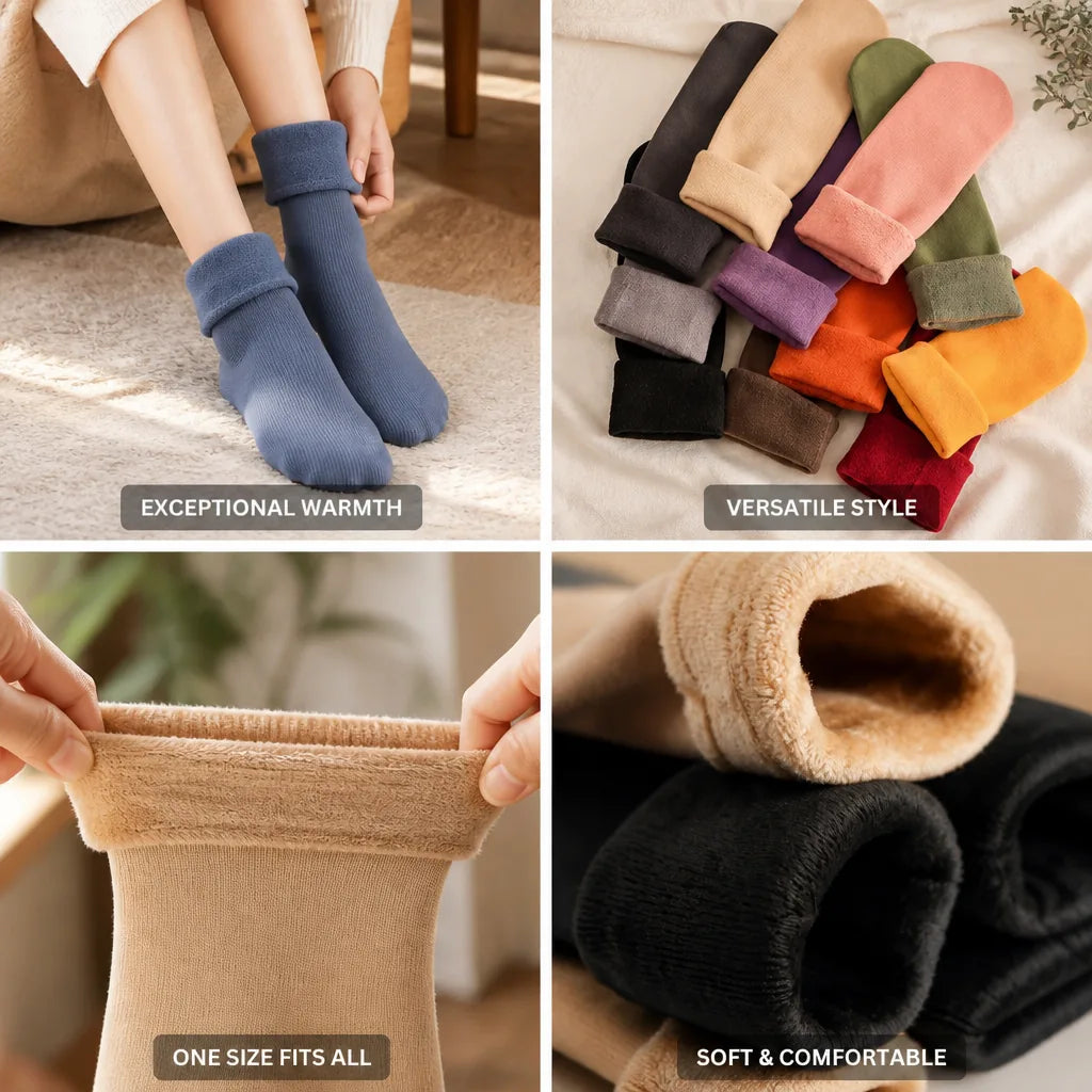 Chaussettes thermiques mélange coton et laine taille unique