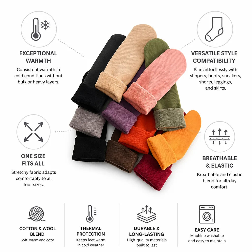 Chaussettes thermiques mélange coton et laine taille unique