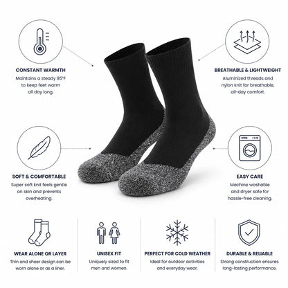 Thermal Socks Lightweight & Breathable Aluminized Liner