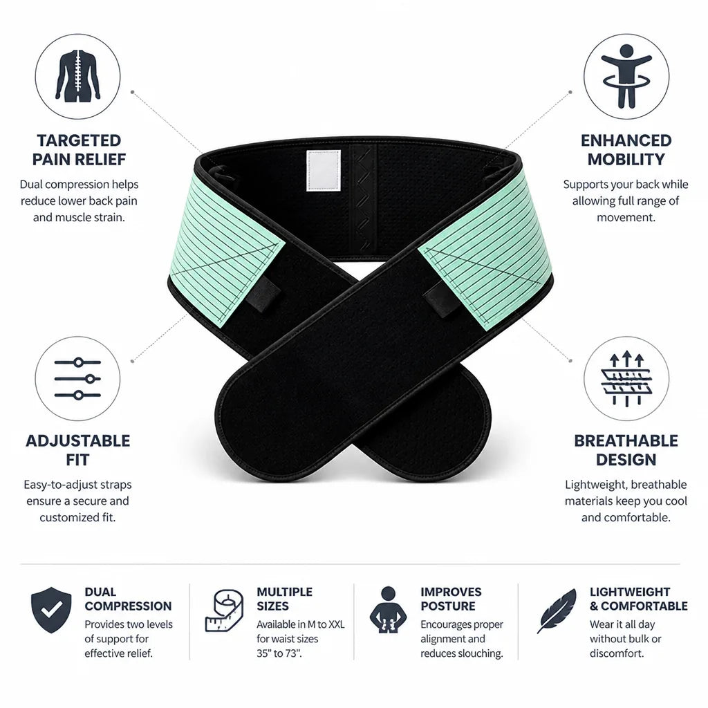 Ceinture de soutien lombaire à double compression réglable
