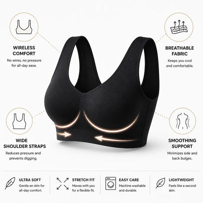 Soutien-gorge sans armatures, sans coutures, respirant, à larges bretelles