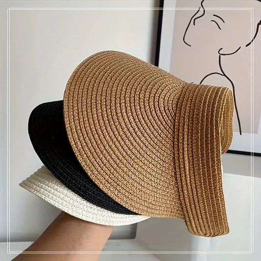 Chapeau de soleil pour femme, larges bords, pliable, maintien sûr