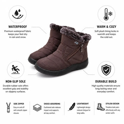 Women's Winter Boots Waterproof Non-Slip Rubber Sole Side Zipper