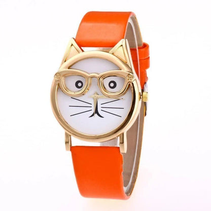 Wristwatch Cat-Shaped Dial Whisker Hands Adjustable Band