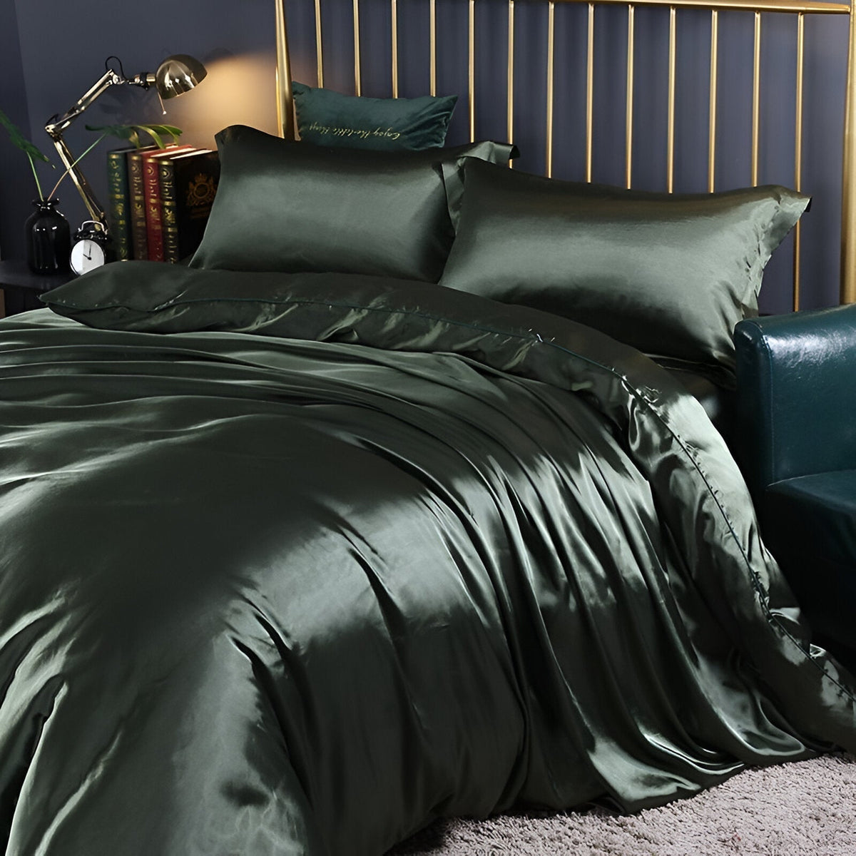 Silk Blend Sheet Set Purple 180 GSM Duvet Cover Fitted Sheet Pillowcases for Queen King Bed Luxury Breathable Bedding for Bedroom Guest Room