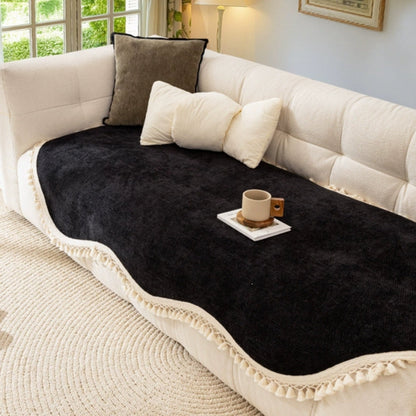 Luxe Chenille Sofa Cover - Woven Texture, Reversible Non-Slip Design