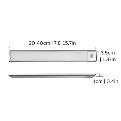 Motion-Sensing Magnetic LED Light Bar Under Cabinet Closet Lighting Rechargeable Stick-On Night Light Silver