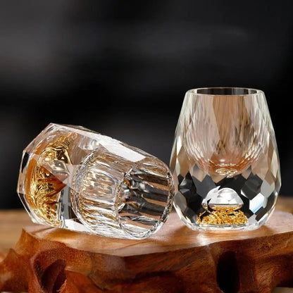 Faceted Crystal Shot Glasses Set of 6 – 0.33 fl oz Mini Glassware for Vodka Whiskey Liqueur Tasting Bar Ware Serving