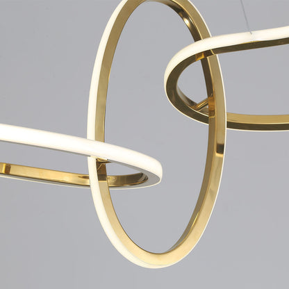 Oval Ring LED Ceiling Light Gold 47 in Adjustable Circles Dimmable Remote Modern Dining Room Kitchen Island Fixture for Contemporary Homes