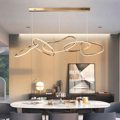 Oval Ring LED Ceiling Light Gold 47 in Adjustable Circles Dimmable Remote Modern Dining Room Kitchen Island Fixture for Contemporary Homes