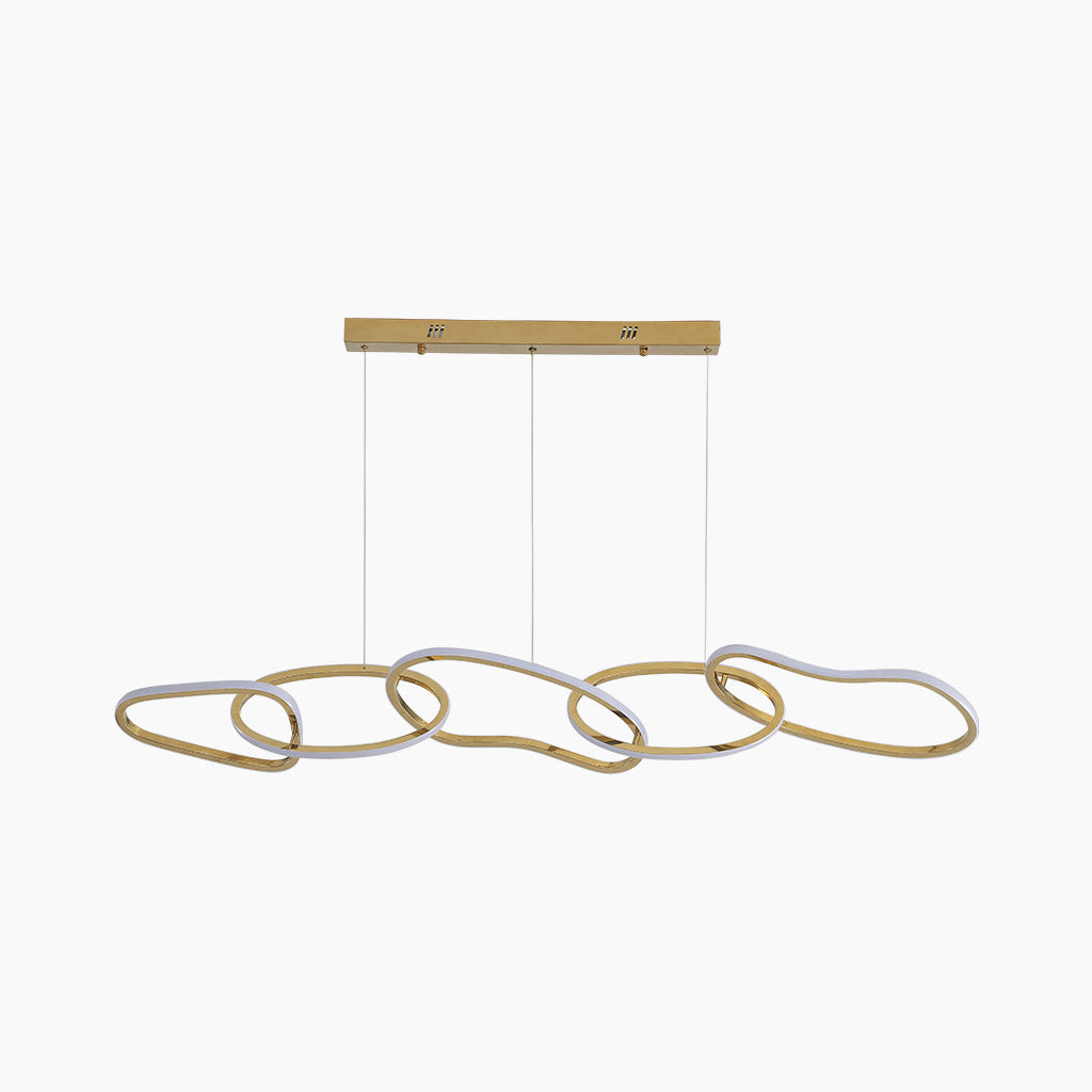 Oval Ring LED Ceiling Light Gold 47 in Adjustable Circles Dimmable Remote Modern Dining Room Kitchen Island Fixture for Contemporary Homes