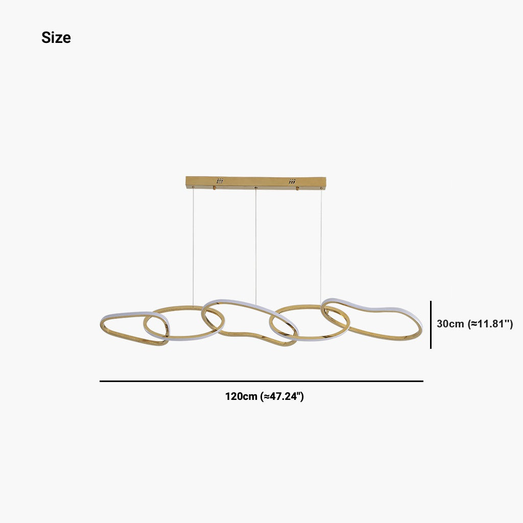Oval Ring LED Ceiling Light Gold 47 in Adjustable Circles Dimmable Remote Modern Dining Room Kitchen Island Fixture for Contemporary Homes