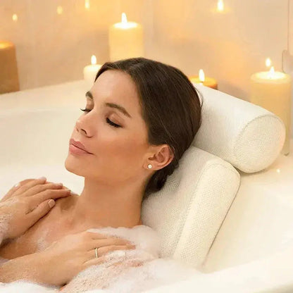 Cushioned Bath Pillow with Suction Cups for Bathtubs, Hot Tubs & Spas – Waterproof Padded Headrest for Neck & Back Support
