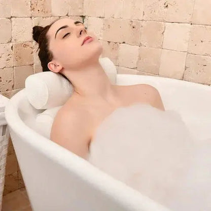 Cushioned Bath Pillow with Suction Cups for Bathtubs, Hot Tubs & Spas – Waterproof Padded Headrest for Neck & Back Support