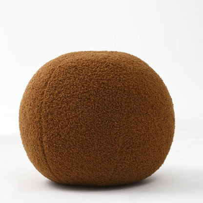 Luxury Bouclé Cushion – Soft Teddy Fleece Ball-Shaped Pillow for Modern Decor