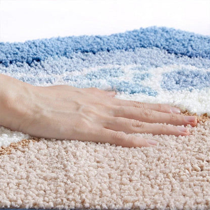 Luxury Microfiber Bath Mat with Coastal Design – Soft and Absorbent Bathroom Accessory