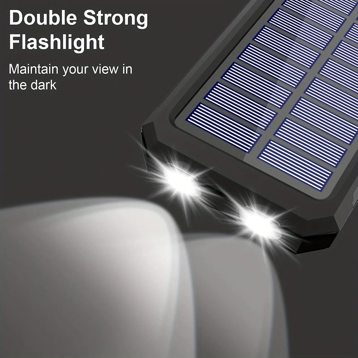 PowerFlash Portable | Chargeur solaire pour téléphone avec double lampe torche LED | Batterie externe 20 000 mAh pour les aventures en plein air