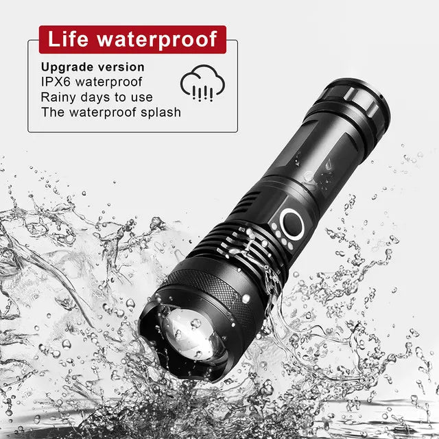 LumiBeam | Lampe torche rechargeable la plus puissante avec zoom réglable | Conception étanche pour les aventures en plein air