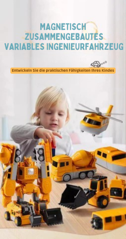 Magnetic Construction Vehicle Building Set for Kids – Transformable Toy Trucks with Snap-Together Magnets for Creative Play & STEM Learning