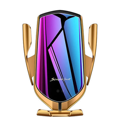 Support de téléphone à fixation automatique avec charge sans fil pour grille d'aération de voiture - capteur infrarouge, rotation à 360°, support à charge rapide Qi