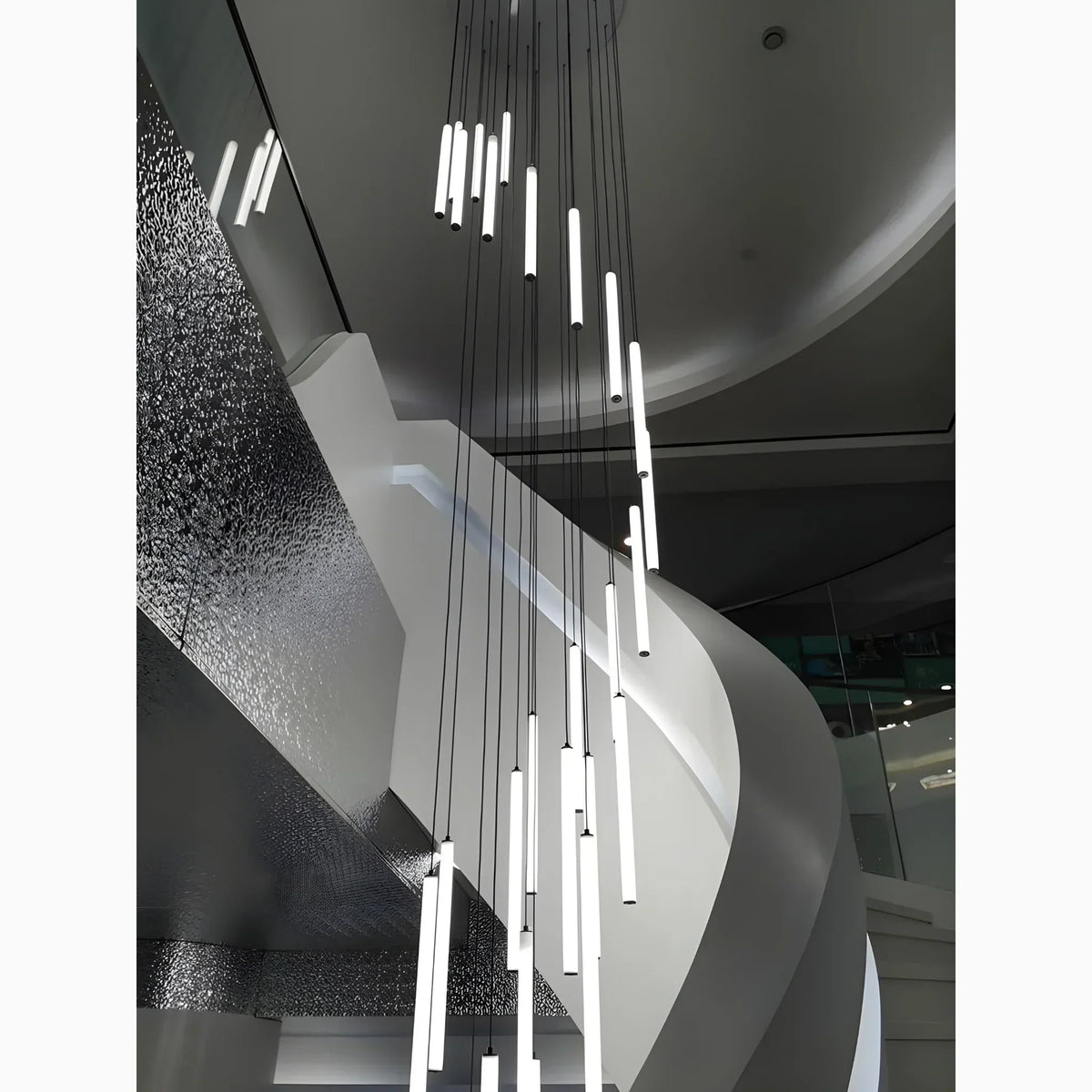 Adjustable Height LED Chandelier for Staircase & Foyer – Iron & Acrylic Multi-Light Fixture, 47–118 in Drop, 5–18 Bulb Configurations for En