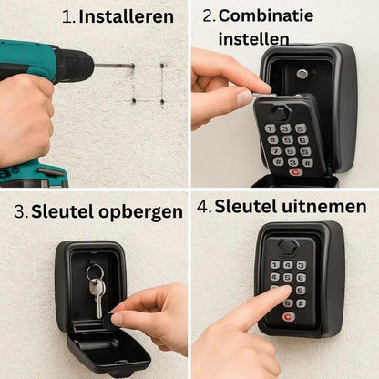Wall Mount Key Lock Box with Combination Lock for Home Office Outdoor Spare Key Storage