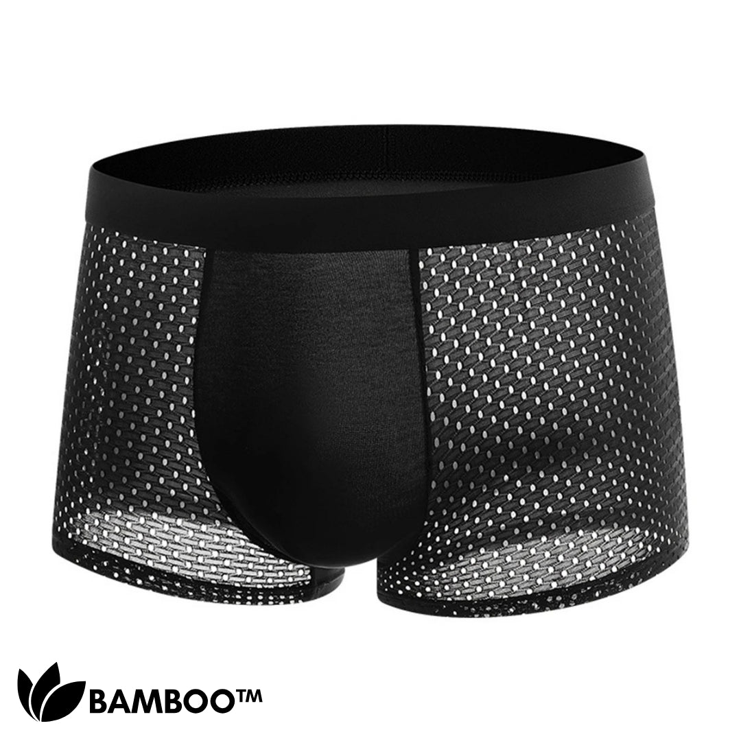 Men's Bamboo Fiber Boxer Briefs – Breathable Moisture-Wicking Trunks with Mesh Pouch for All-Day Comfort, Athletic Support & Temperature