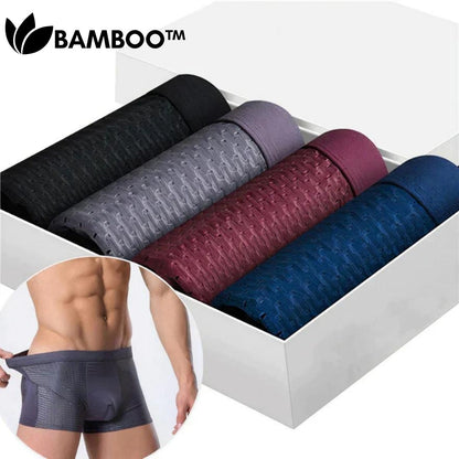 Men's Bamboo Fiber Boxer Briefs – Breathable Moisture-Wicking Trunks with Mesh Pouch for All-Day Comfort, Athletic Support & Temperature