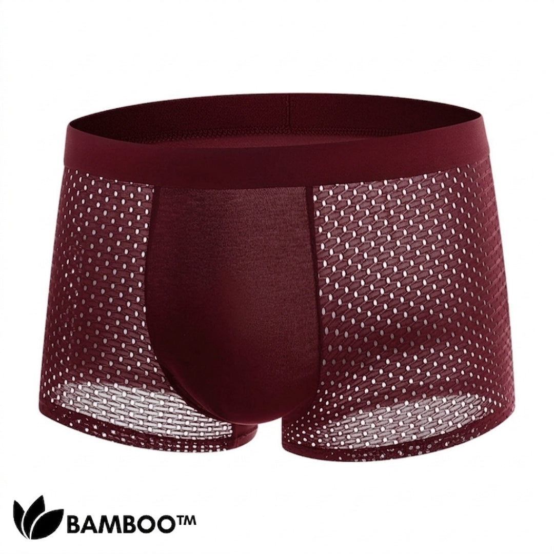 Men's Bamboo Fiber Boxer Briefs – Breathable Moisture-Wicking Trunks with Mesh Pouch for All-Day Comfort, Athletic Support & Temperature