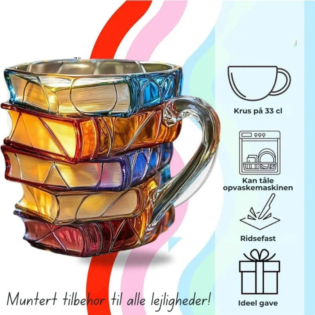 Ceramic Stacked Book Coffee Mug with 3D Hand-Painted Design | Literary Gift for Book Lovers & Writers | Decorative Tea Cup for Home & Office