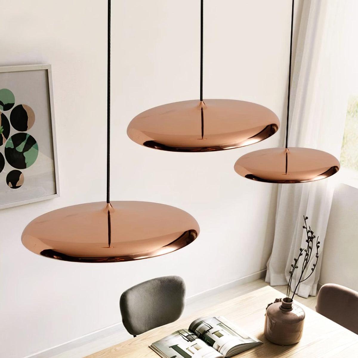 Suspension moderne en métal avec cordon réglable – Finition pastel douce pour cuisine et salon
