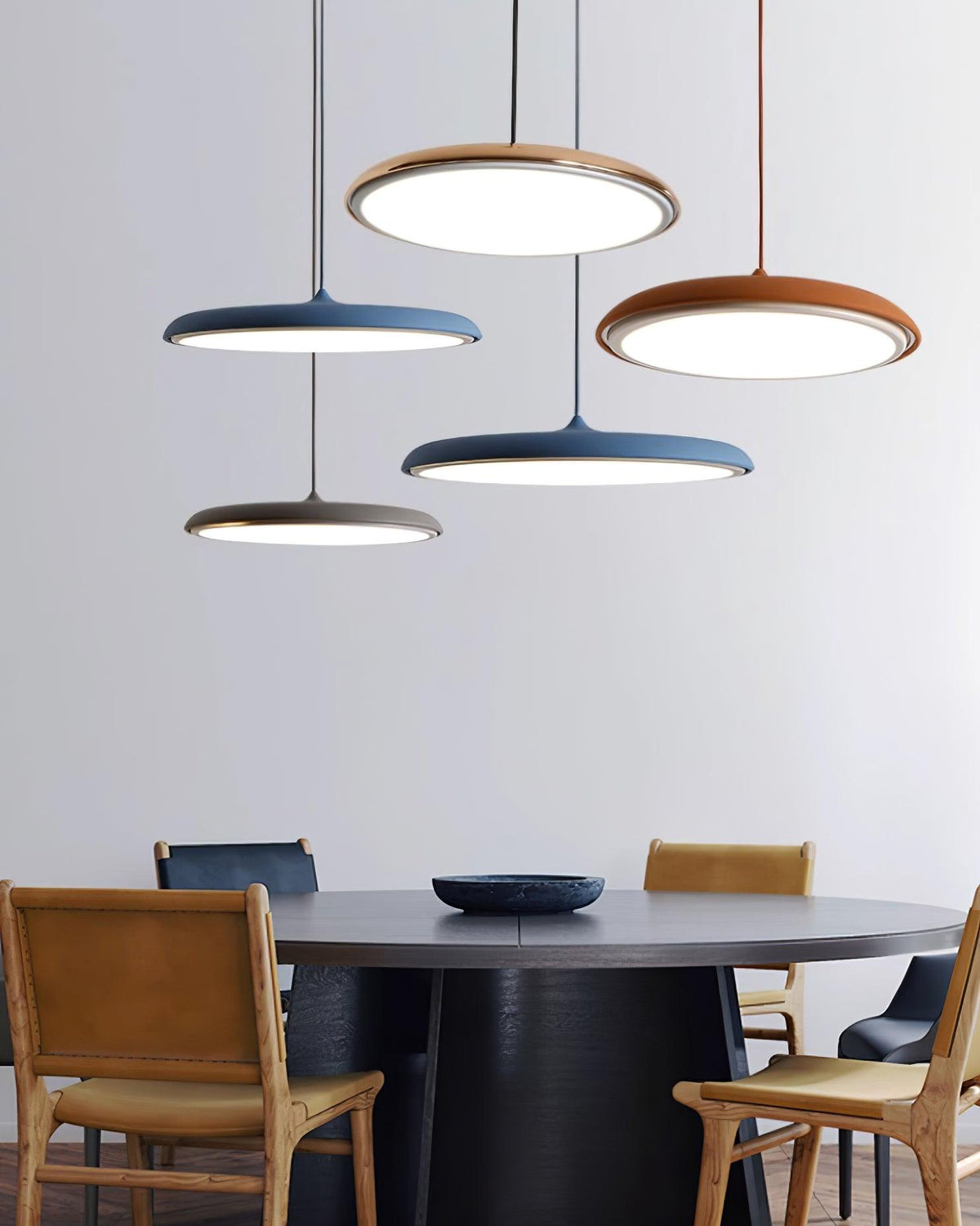 LED Hanging Fixture Acrylic Disc 16 Inch 24W for Kitchen Island Dining Room Table Adjustable Cord Modern Overhead Lighting Warm Glow 3000K