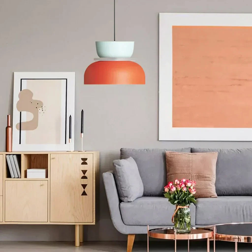 Layered Acrylic Pendant Light Fixture 11.4-Inch Pastel Macaron Colors Modern Hanging Ceiling Lamp E27 for Dining Room Living Room Kids Bedro