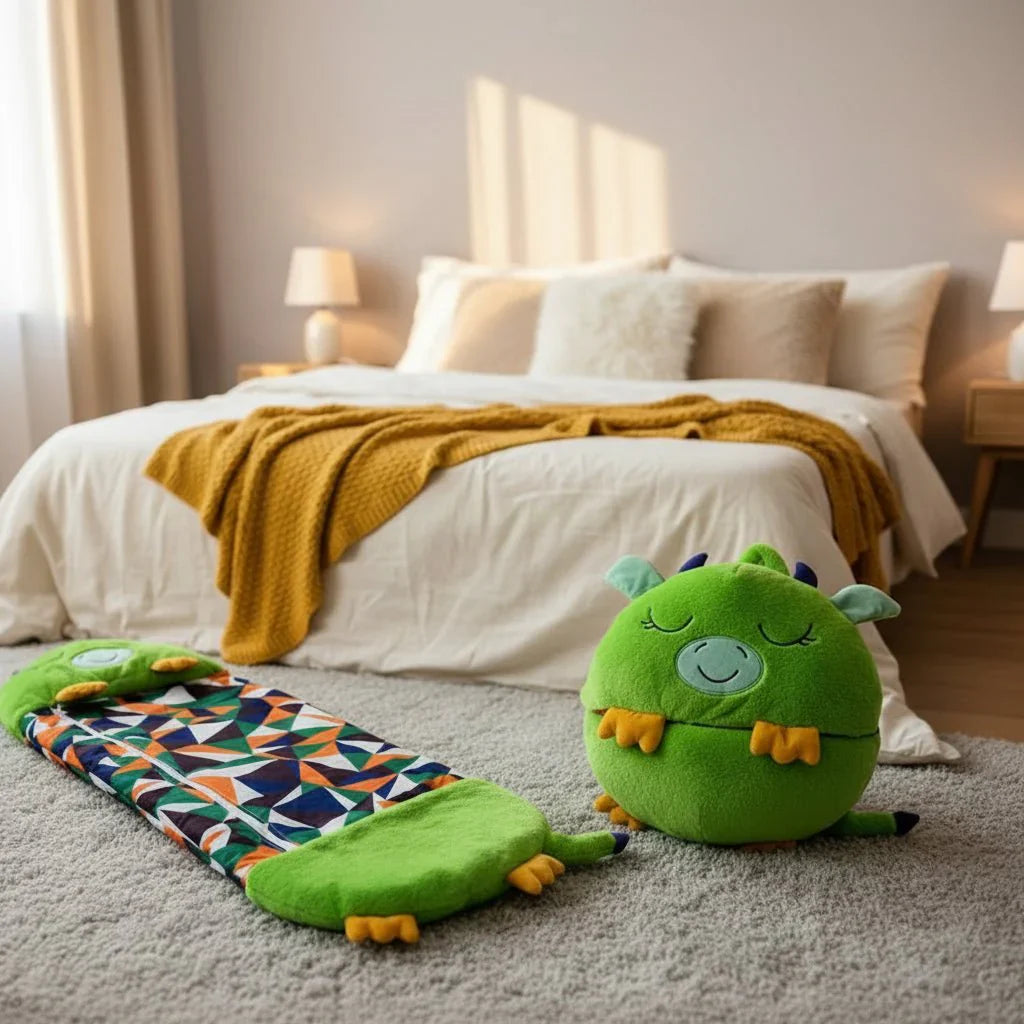 Câlin Magique | Sac de couchage 2-en-1 avec peluche douce | Parfait pour les soirées pyjama et les voyages