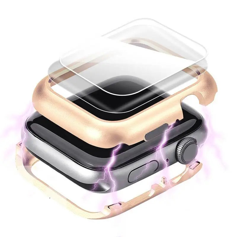 Metal Bumper Shell with Hardened Display Shield for 38mm-44mm Wearable Tech